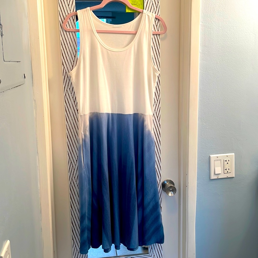 Cotton blue tie-dye dress
